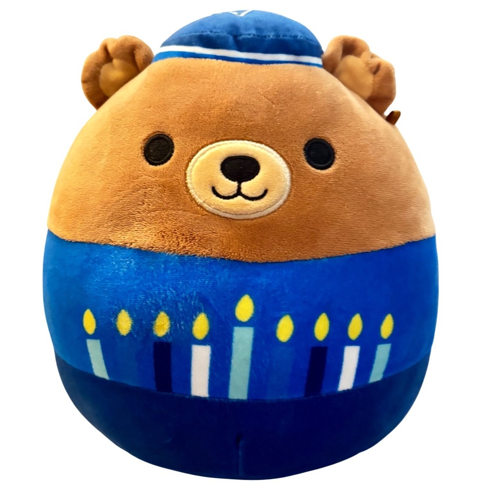 Squishmallows Kofi Hanukkah Bear 8" Blue Menorah Candles Holiday Plush
